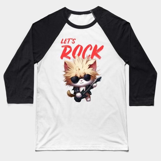 Kitten Rock Baseball T-Shirt by kostjuk